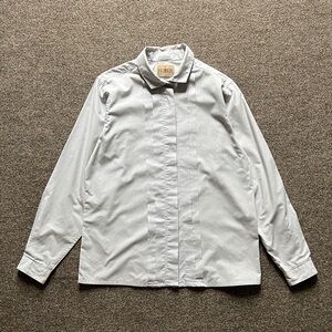 Vintage 90s J Crew Button Up Shirt Pleated Blouse Light Blue Womens Size 10 (M)